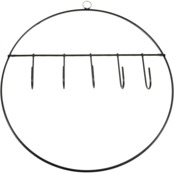 Ripustettava metallirengas koukuilla musta Ø 28 cm